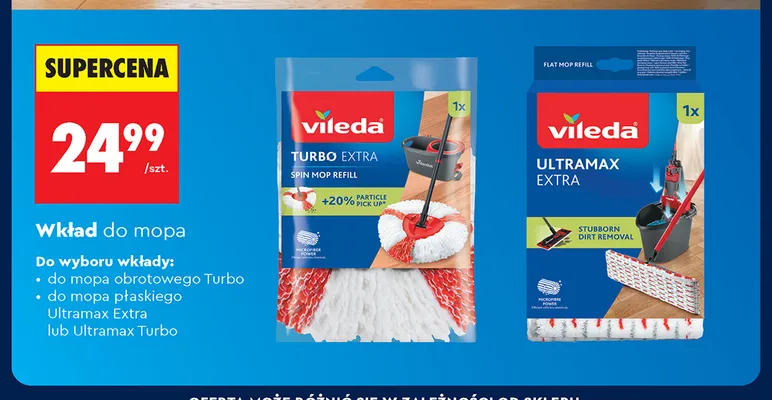 Wkład do mopa płaskiego Ultramax Turbo Vileda promocja w Biedronka