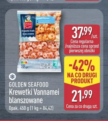 Krewetki Vannamei blanszowane Golden Seafood promocja w Aldi