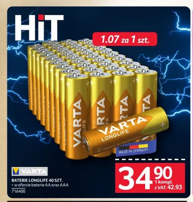 Baterie Varta Longlife AAA promocja w Selgros