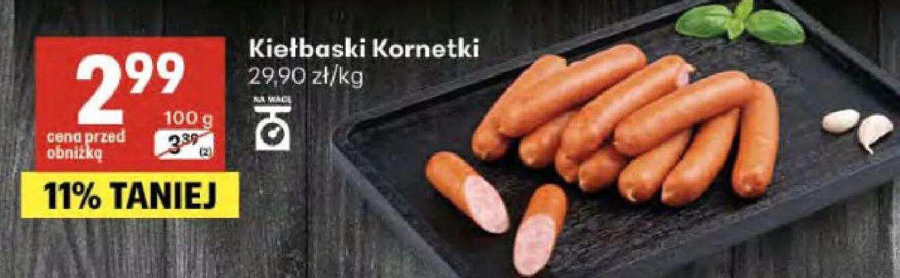 Kiełbaski Kornetki promocja w Delikatesy Centrum