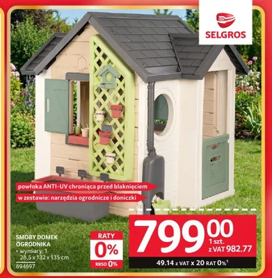 Domek ogrodnika Smoby 128,5x132x135cm promocja w Selgros