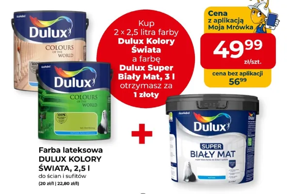 Farba lateksowa DULUX KOLORY ŚWIATA promocja w PSB Mrówka
