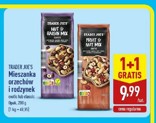 Mieszanka orzechów i rodzynek Trader Joe's Classic promocja w Aldi