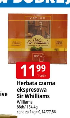 Herbata czarna ekspresowa Sir William's promocja w Leclerc