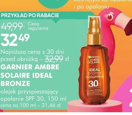 Olejek przyspieszający opalanie Garnier Ambre Solaire Ideal Bronze SPF 30 promocja w Super-Pharm