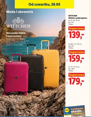 Walizka z polipropylenu WITTCHEN ok. 65,5x47x27,5cm 69l promocja w Lidl