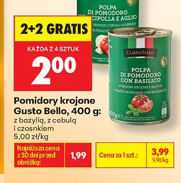 Pomidory krojone z cebulą i czosnkiem Gusto Bello promocja w Biedronka