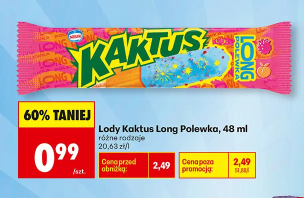 Lody Kaktus Long Polewka promocja w Biedronka