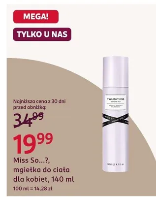 Mgiełka do ciała Miss So...?, dla kobiet, 140 ml promocja w Rossmann