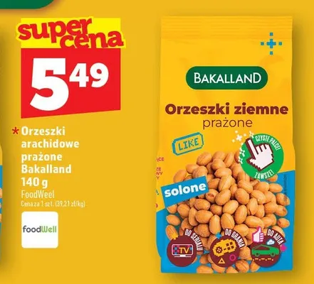 Orzeszki arachidowe prażone Bakalland solone promocja w TOPAZ