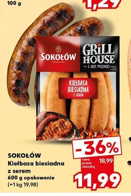 Kiełbasa biesiadna z serem Sokołów promocja w Kaufland