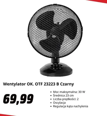 Wentylator OK. Czarny promocja w Media Markt