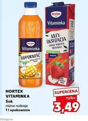 Sok Hortex Vitaminka Antyoksydacja Jabłko Marchew Truskawka promocja w Kaufland