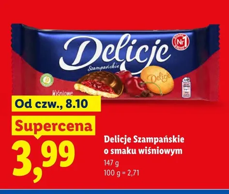 Delicje Szampańskie o smaku wiśniowym promocja w Lidl