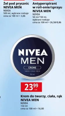 Krem do twarzy ciała i rąk Nivea Men Creme promocja w Leclerc