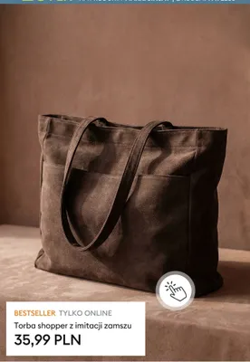 Torba shopper z imitacji zamszu Sinsay promocja w Sinsay