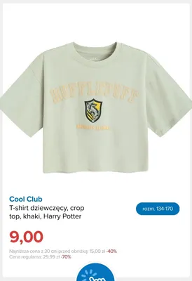 T-shirt dziewczęcy crop top khaki Harry Potter Cool Club promocja w Smyk