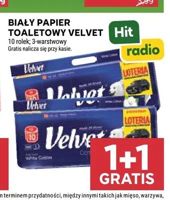 Biały papier toaletowy Velvet promocja w Stokrotka