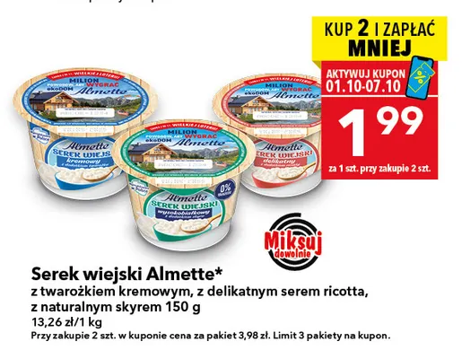 Serek wiejski Almette z twarożkiem kremowym promocja w LEWIATAN