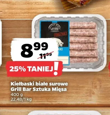 Kiełbaski białe surowe Grill Bar Sztuka Mięsa promocja w Netto