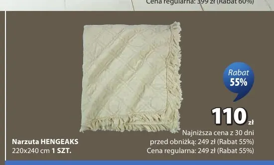 Narzuta Hengeaks 220x240 cm promocja w Jysk