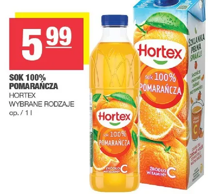 Sok 100% pomarańcza wybrane rodzaje promocja w SPAR