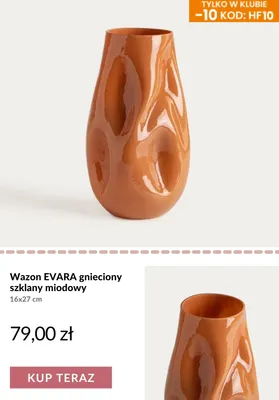 Wazon Evara gnieciony szklany miodowy 16x27 cm promocja w Homla