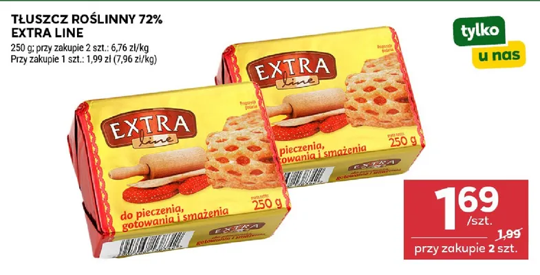 Tłuszcz roślinny 72% Extra Line promocja w Stokrotka