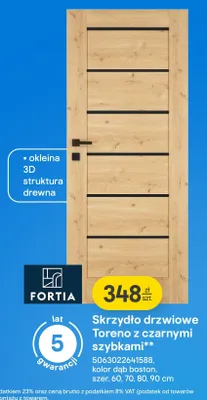 Skrzydło drzwiowe Toreno z czarnymi szybkami Fortia promocja w Castorama