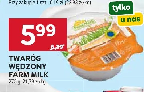 Twaróg wędzony Farm Milk promocja w Stokrotka