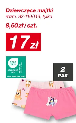 Dziewczęce majtki Bluey rozm. 92-110/116 promocja w KiK