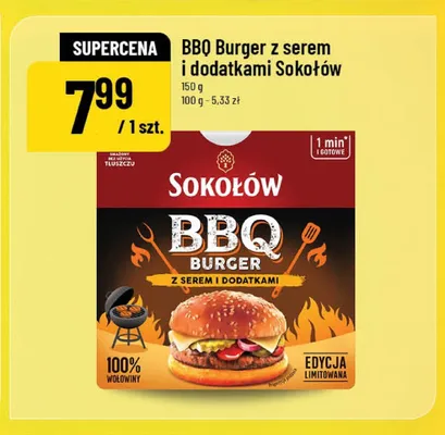 BBQ Burger z serem i dodatkami Sokołów promocja w POLOmarket