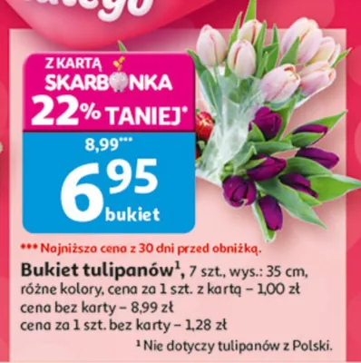Bukiet tulipanów, 7 szt., wys.: 35 cm, różne kolory promocja w Auchan