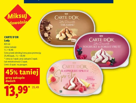 Lody Carte D'Or Raspberry Spritz promocja w Lidl