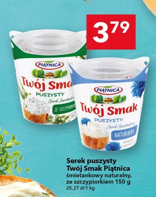 Serek puszysty śmietankowy naturalny ze szczypiorkiem promocja w LEWIATAN
