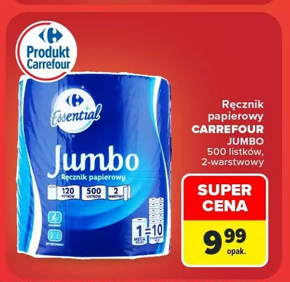 Ręcznik papierowy Carrefour Essential Jumbo promocja w Carrefour Market