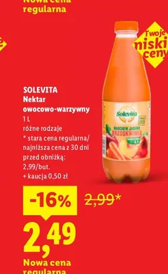 Nektar owocowo-warzywny Solevita promocja w Lidl