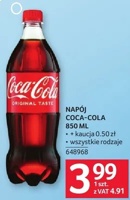 Napój Coca-Cola 850 ml promocja w Selgros