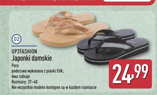 Japonki damskie UP2FASHION podeszwa wykonana z pianki EVA promocja w Aldi