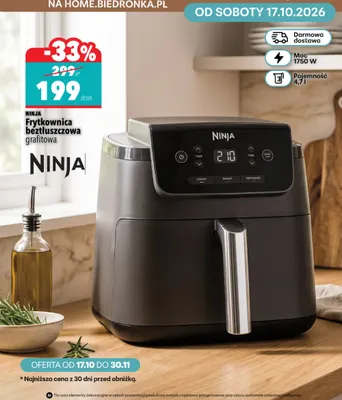 Frytkownica beztłuszczowa grafitowa Ninja promocja w Biedronka Home