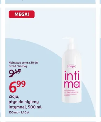Płyn do higieny intymnej Ziaja promocja w Rossmann