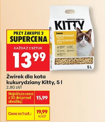 Żwirek dla kota kukurydziany Kitty promocja w Biedronka