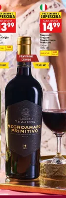 Wino czerwone półwytrawne Masseria Trajone Negroamaro Primitivo promocja w Biedronka