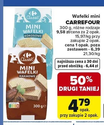 Wafelki mini kokosowe Carrefour promocja w Carrefour Market