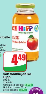 Sok słodkie jabłka HiPP promocja w Dino