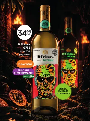 Wino białe wytrawne 19 Crimes Sauv Block promocja w Żabka