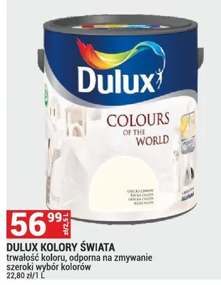 Farba Dulux kolory świata trwałość koloru, odporna na zmywanie szeroki wybór kolorów promocja w Merkury Market