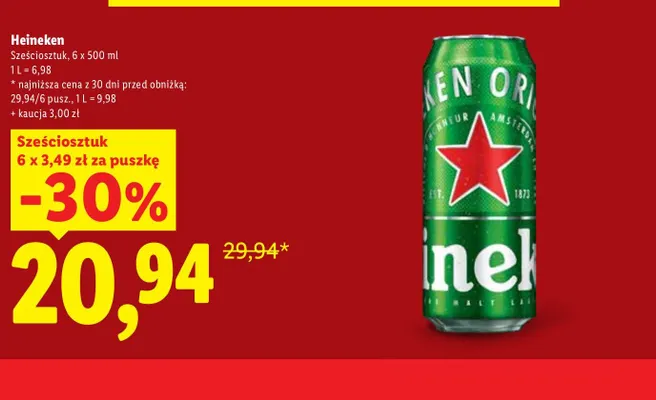 Piwo Heineken Original 6-pak 500 ml promocja w Lidl