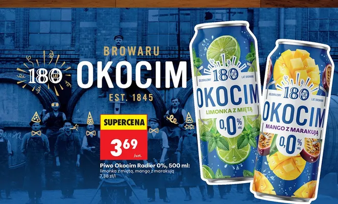 Piwo Okocim Radler 0% limonka z miętą promocja w Biedronka
