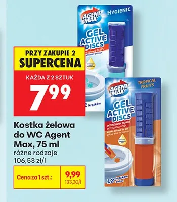 Kostka żelowa do WC Agent Max promocja w Biedronka